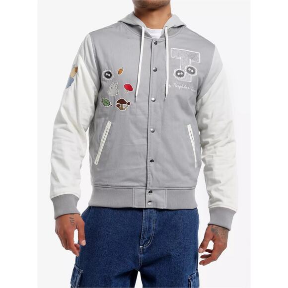 Hot Topic Studio Ghibli My Neighbor Totoro Icons Varsity Patch Jacket Mens L - Picture 1 of 17